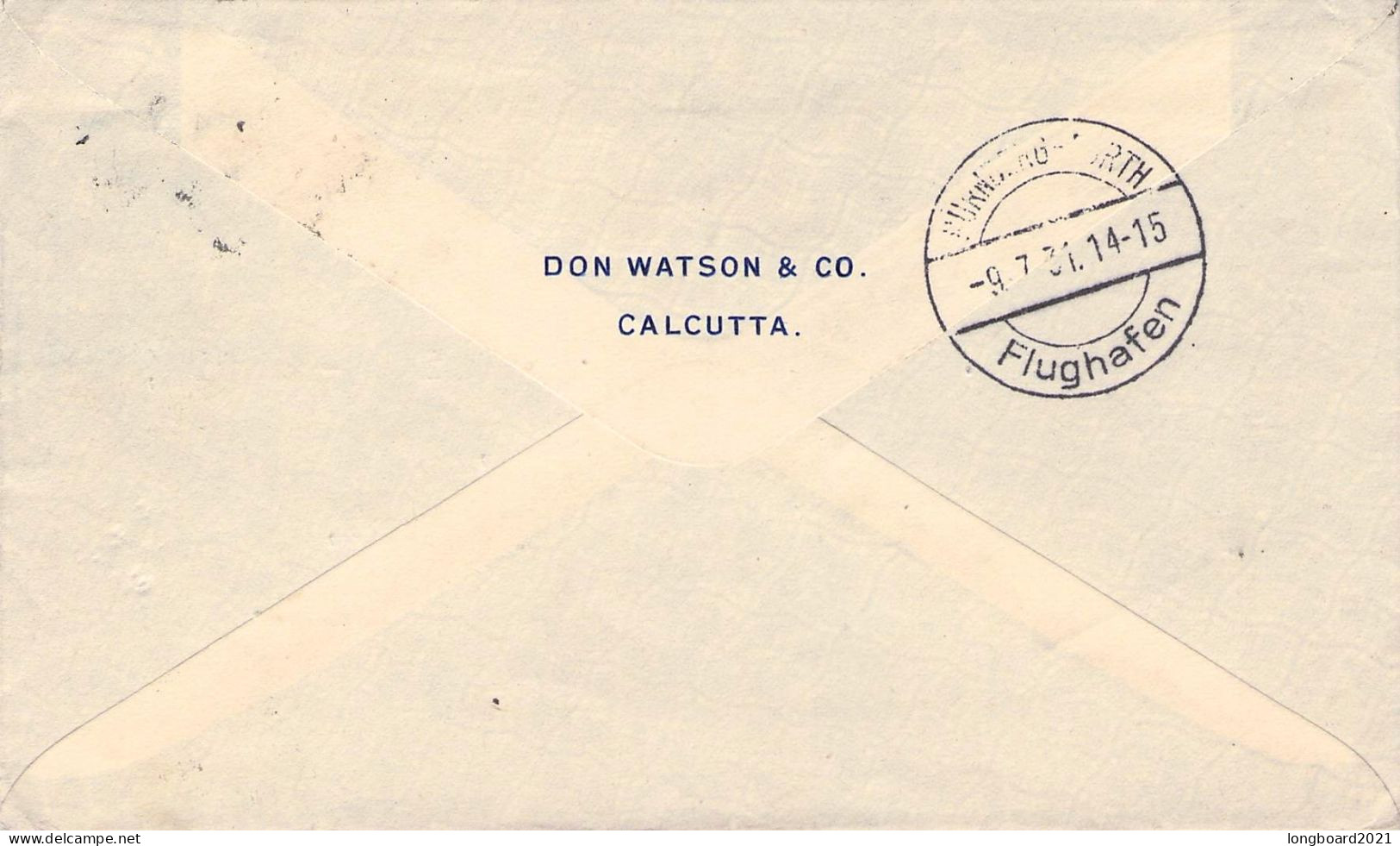 INDIA - AIRMAIL 1931 CALCUTTA - STUTTGART / 2166 - 1911-35 Koning George V