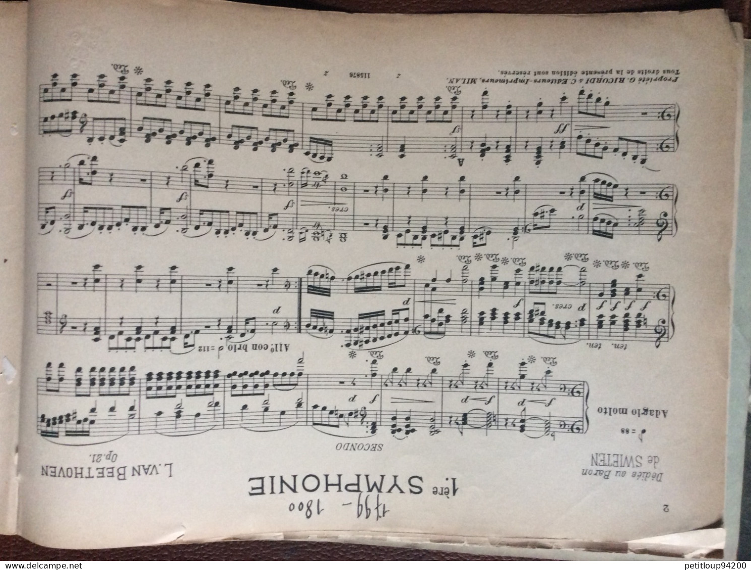 L.Van BEETHOVEN  Symphonies Pour Piano à Quatre Mains  I.PHILIPP  Societe Anonyme Des Éditions Rigordi - Tasteninstrumente