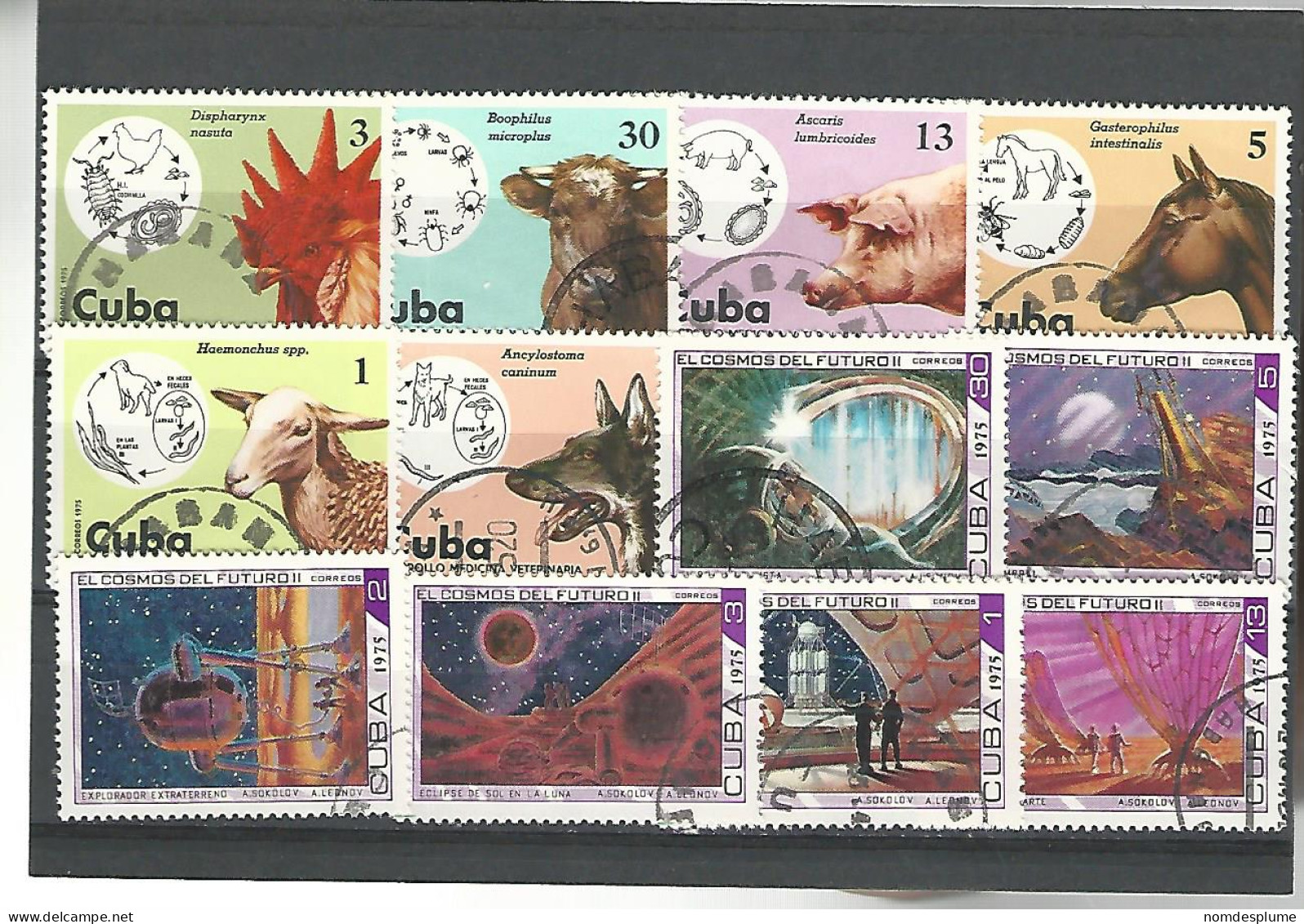 52576 ) Collection Cuba Postmark Farm Animals Space - Collezioni & Lotti