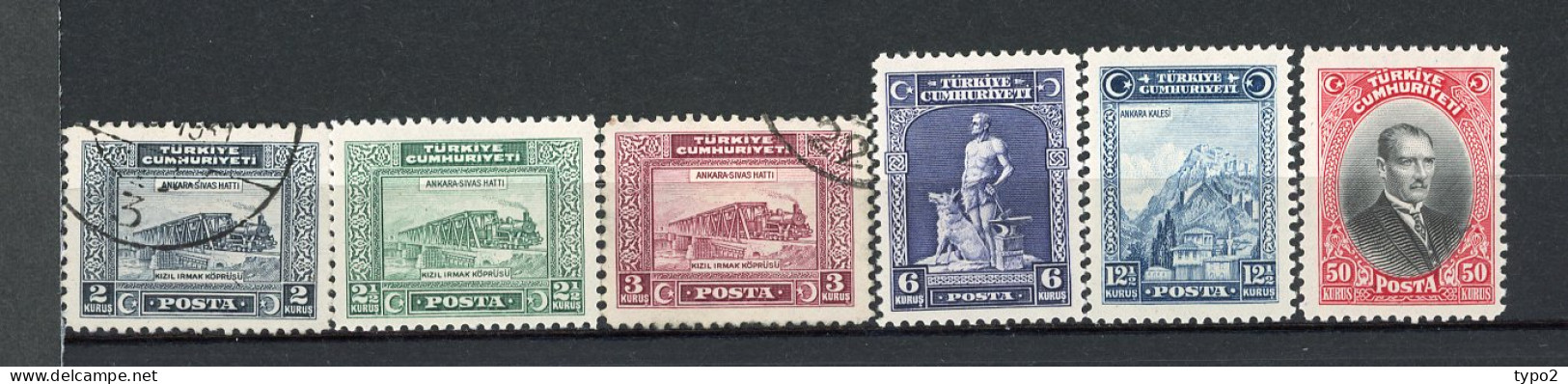 TUR 1929  Yv. N° 744 à 749  */ (o)   Sans Tréma Sur Le Premier U   Cote 160 Euro BE R 2 Scans - Ungebraucht