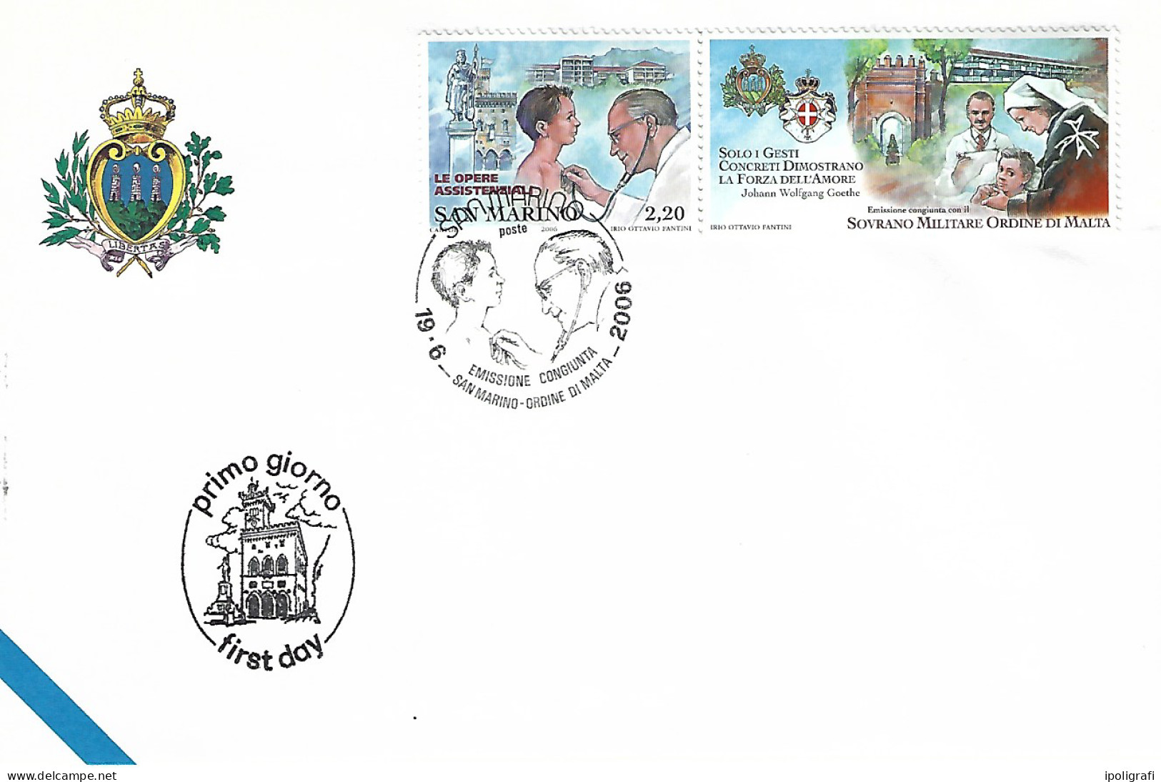 San Marino 2006 Fdc  Congiunta Con Lo S.M.O.M., Annullo Speciale, Bella - Cartas & Documentos