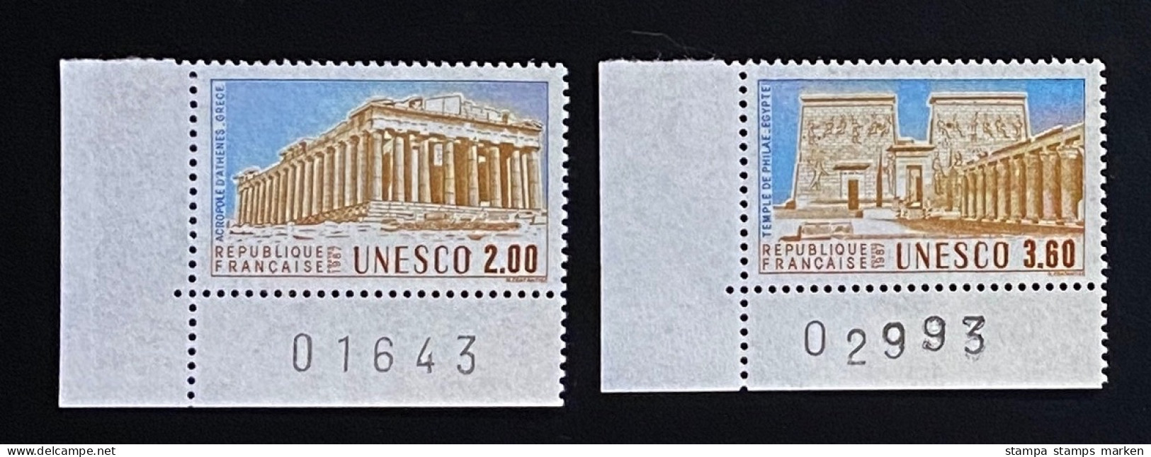 Frankreich 1987 Dienstmarken UNESCO Welterbe Mi. 39 - 40 Postfrisch/** MNH Bogenecke - Gebraucht