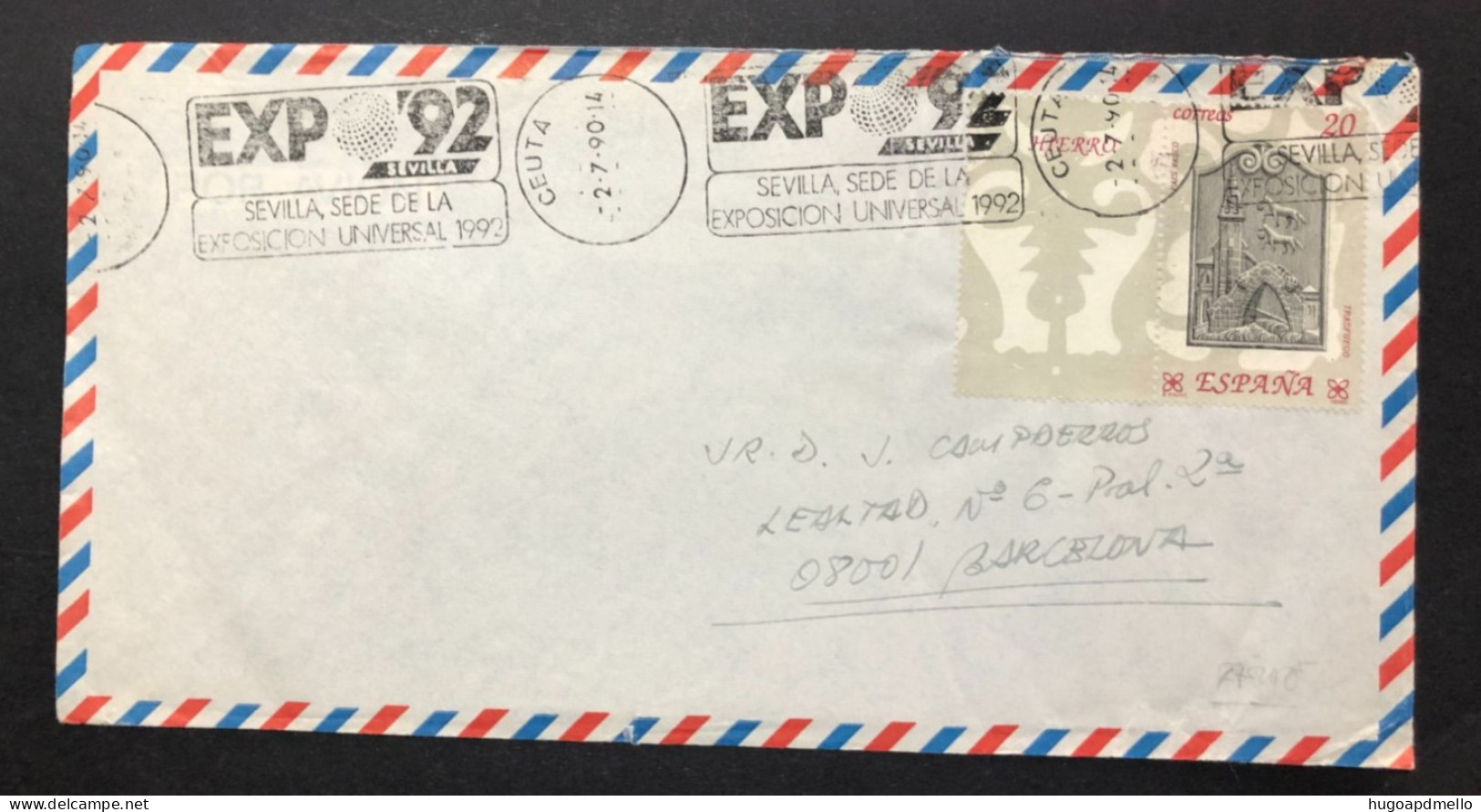 SPAIN, Cover With Special Cancellation « EXPO '92 », « CEUTA Postmark », 1990 - 1992 – Sevilla (Spanje)