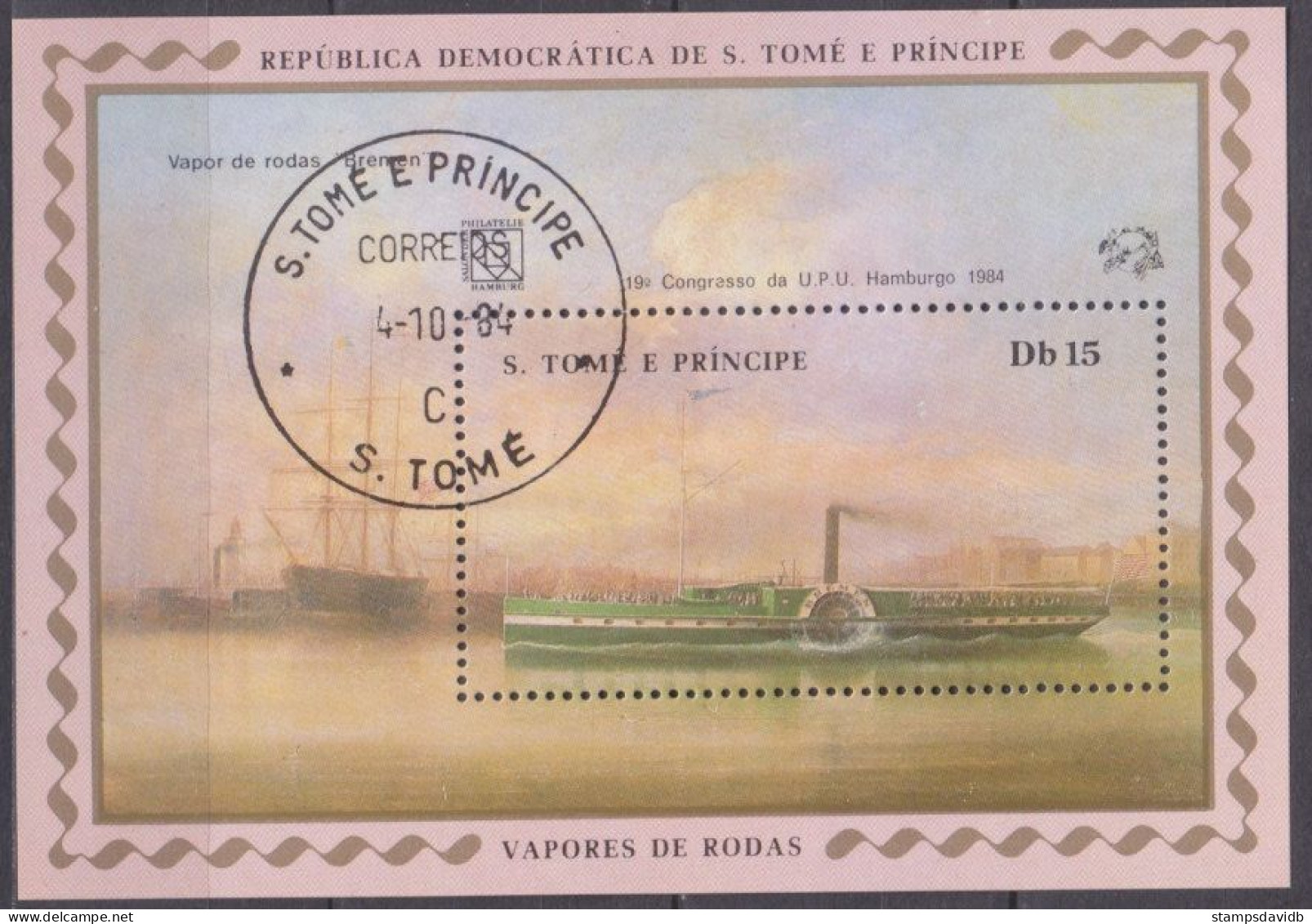 1984 Sao Tome And Principe 928/B152 Used Ships - Overprint UPU 12,00 € - UPU (Union Postale Universelle)