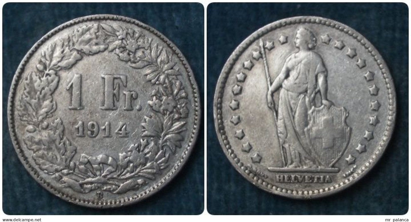 M_p> Svizzera 1 Franco 1914 In Argento, 5,0 Grammi Titolo 835/oo - 1 Franc