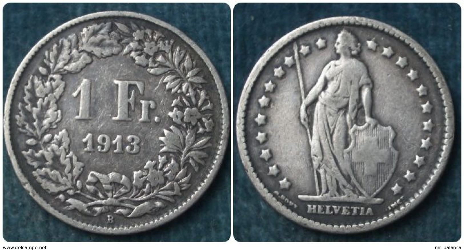 M_p> Svizzera 1 Franco 1913 In Argento, 5,0 Grammi Titolo 835/oo - 1 Franken