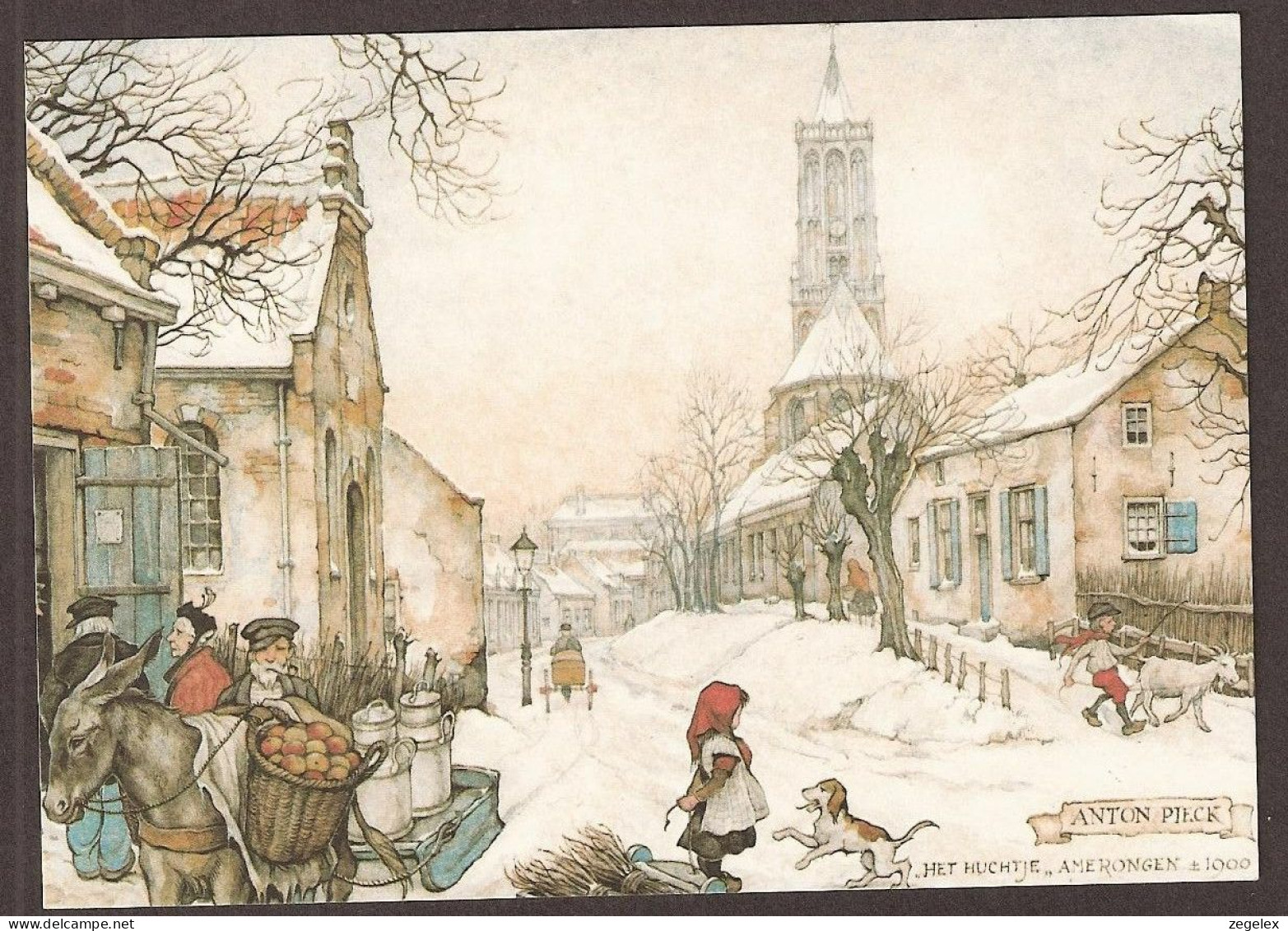 Amerongen - Het Huchtje - Anton Pieck - Ezel, Hondje, Geit - Ass - Âne, Chien, Dog - Amerongen