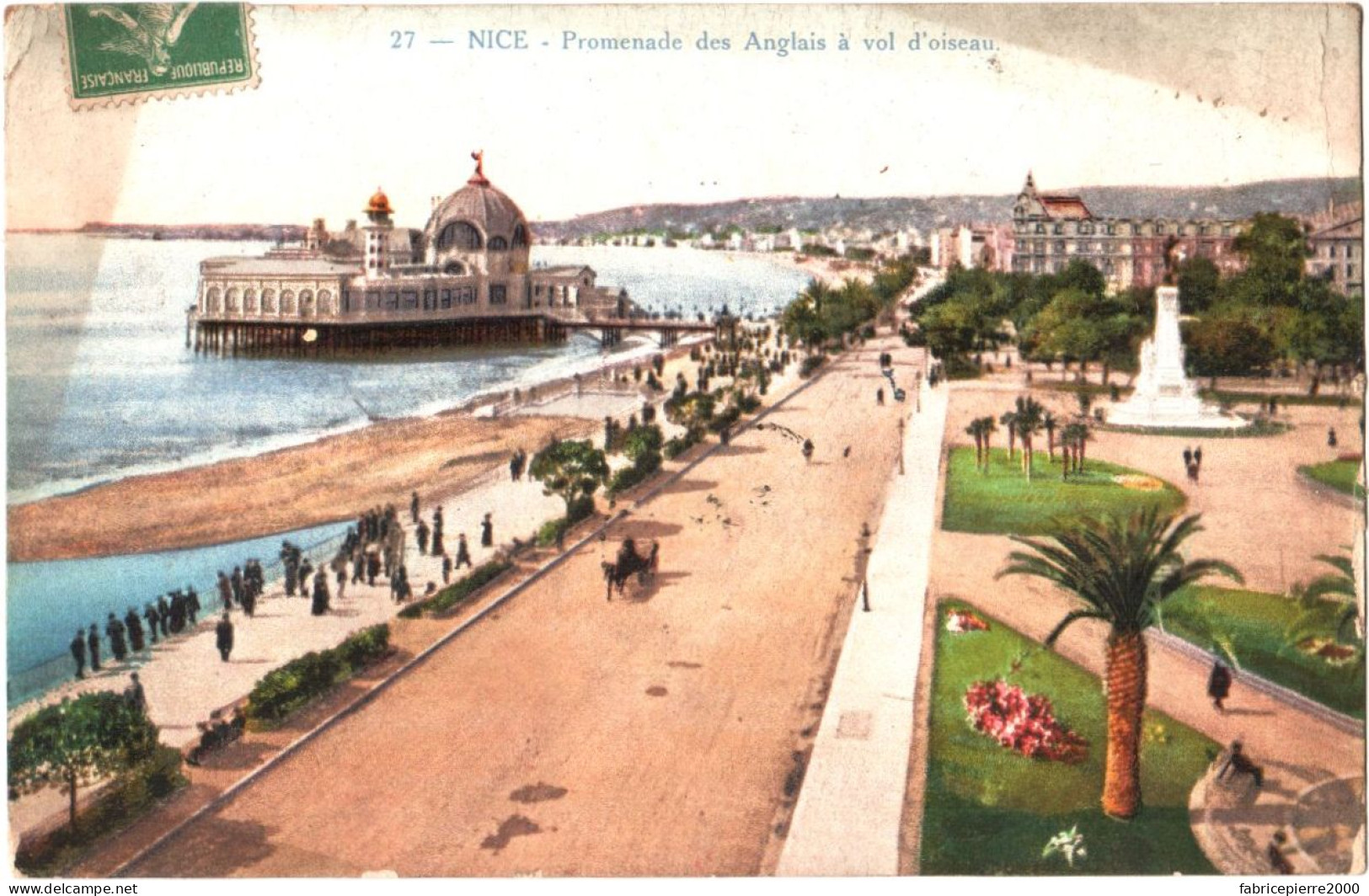 CPA 06 (Alpes-Maritimes) Nice - Palais-Casino Et Promenade Des Anglais à Vol D'oiseau BE Couleur 1913 éd. Giletta à Nice - Casinos