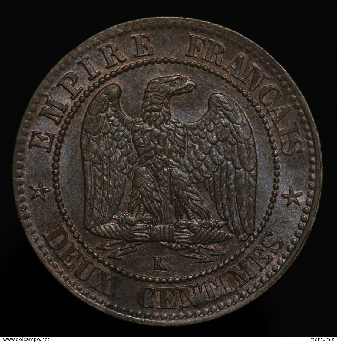 France, Napoleon III, 2 Centimes, 1862, K - Bordeaux, Bronze, NC (UNC), KM#796.6, G.104, F.108A/7 - 2 Centimes