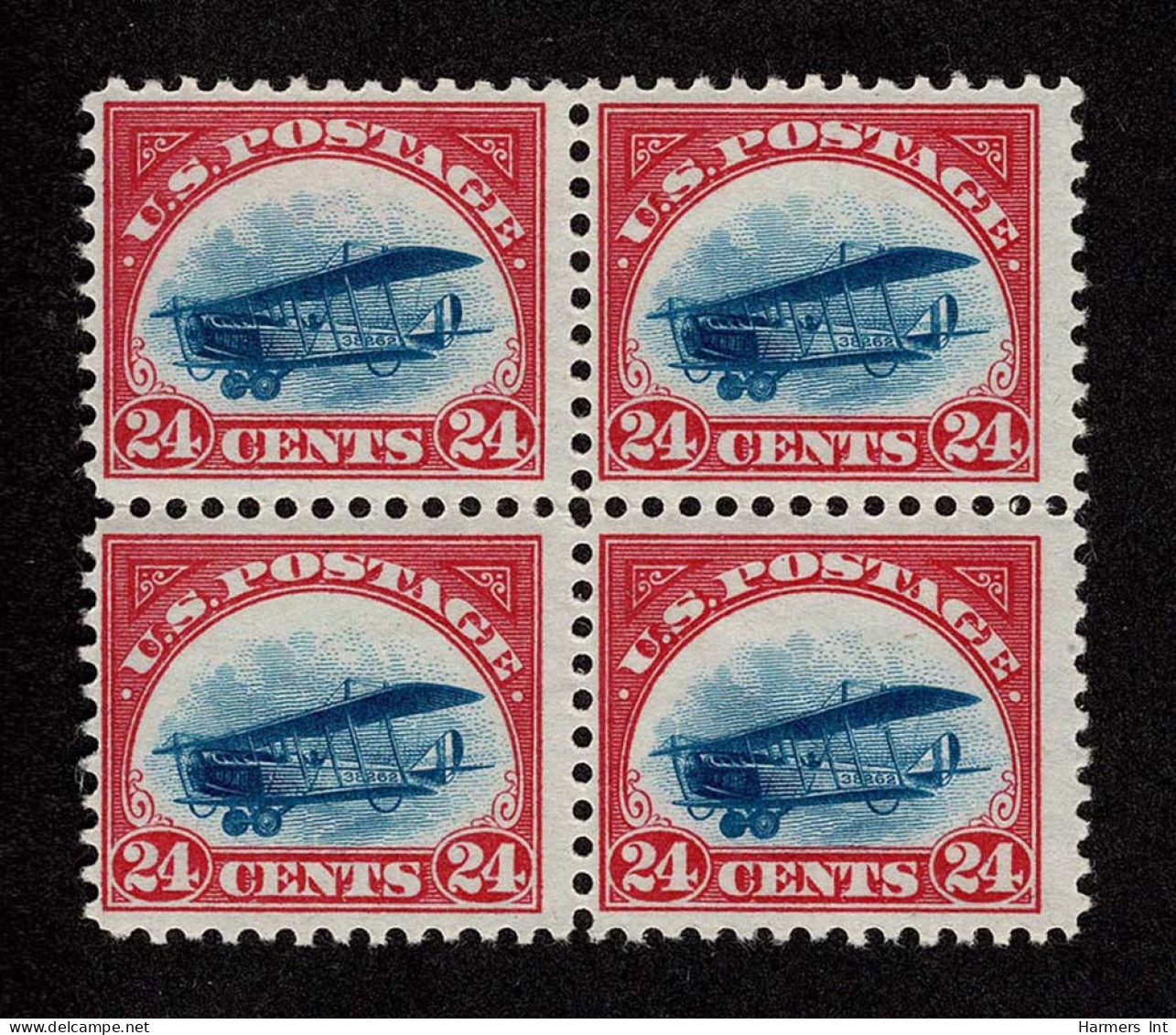 Lot # 065 Airmail, 1918, 6c Orange, 24b Carmine Rose & Blue Blocks Of Four - 1a. 1918-1940 Gebraucht