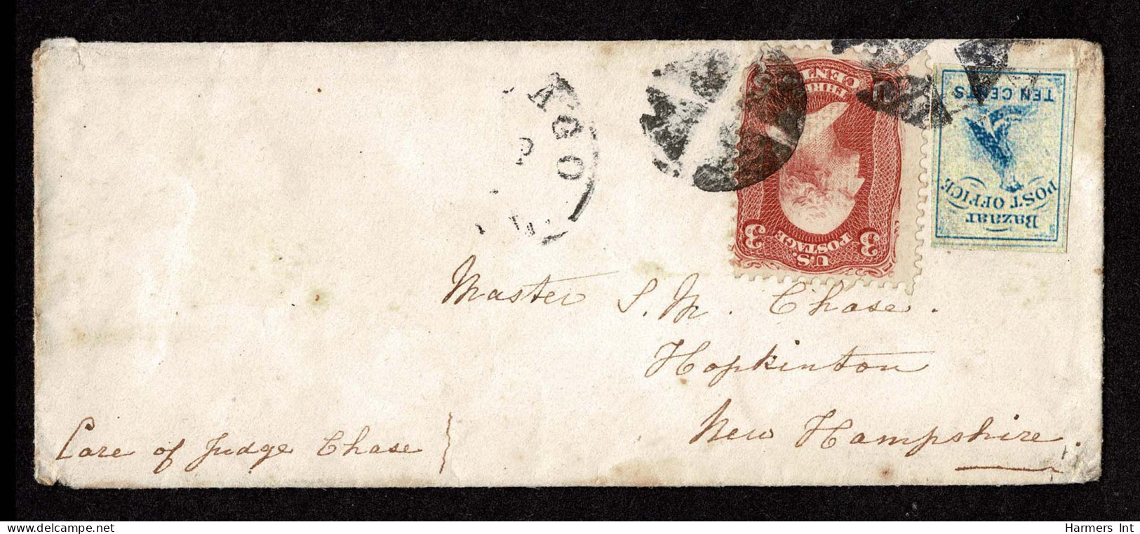 Lot # 293 Local Bazaar, Clandestine Stamp Together With 1861, 3¢ Rose All Tied On - Sonstige & Ohne Zuordnung