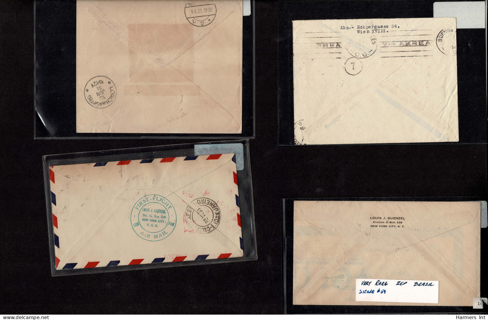 Lot # 909 Zeppelin and Flights: A very nice collection of covers and stamps in stock book and sleeved.