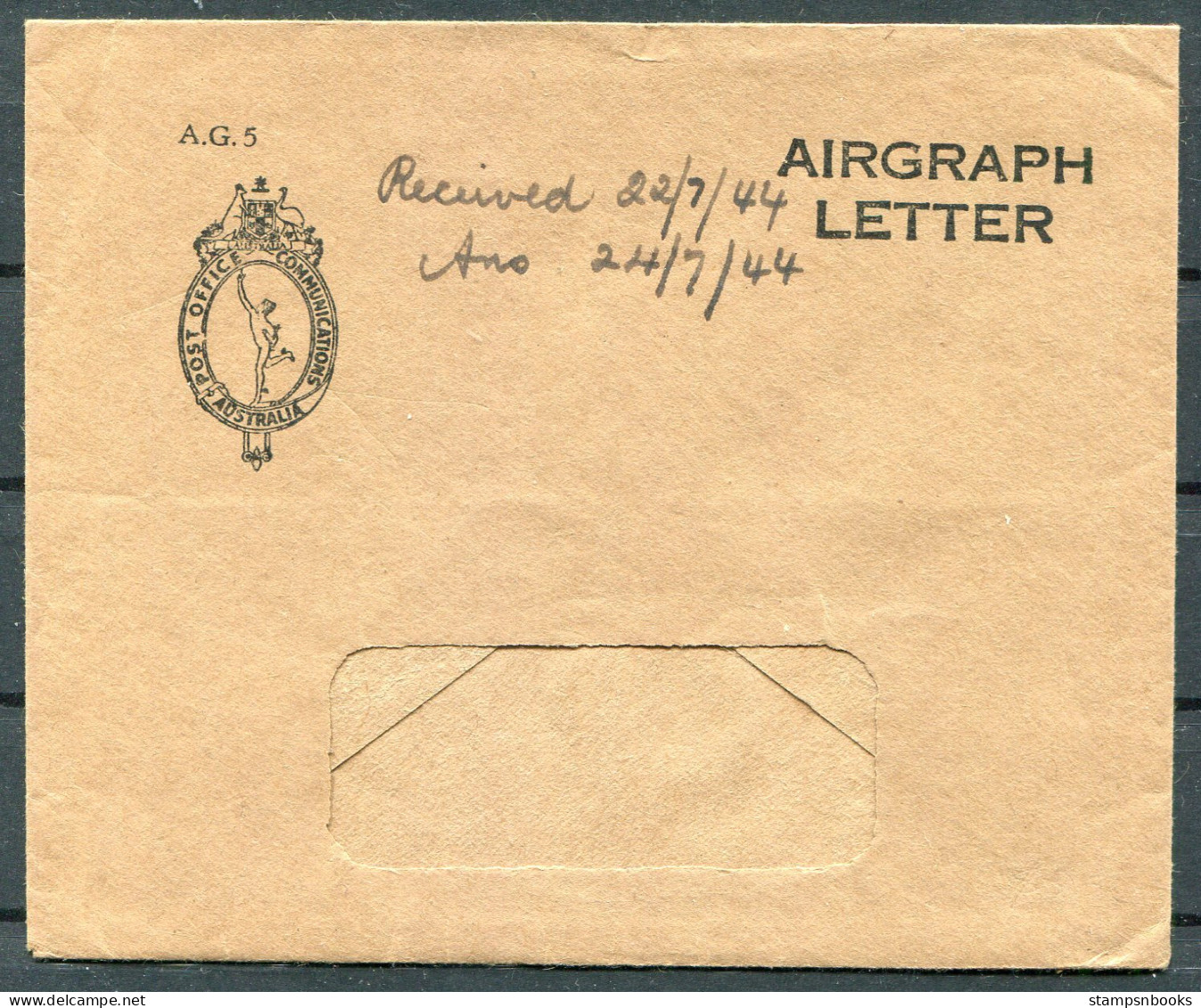 1944 Australia Airgraph Letter & Envelope RAAF Kodak House, London - Melbourne - Covers & Documents