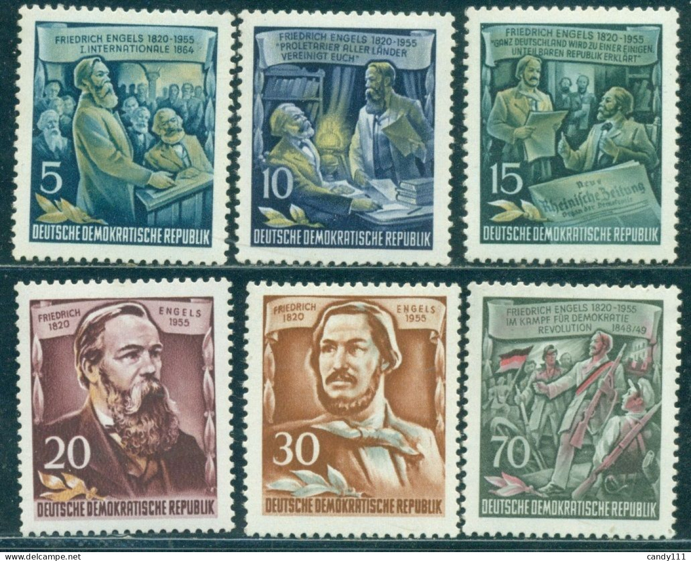 1955 Friedrich ENGELS,Karl MARX,Newspaper,1848 Revolution,DDR,485,CV€18/$25,MNH - Karl Marx