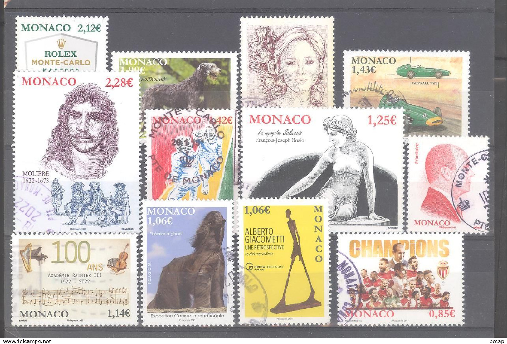 Monaco : Lot F De 12 Timbres Oblitérés (cachet Rond Ou Lignes Ondulées) - Gebraucht