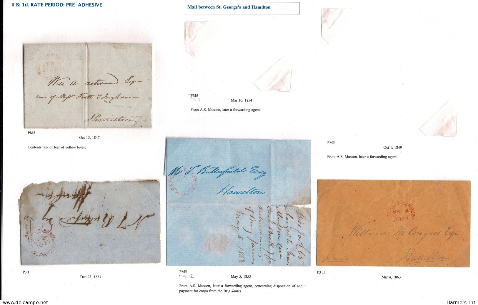 Lot # 412 Bermuda Stampless Covers: 1810 to 1870's The remainder of the David Pitts Collection comprising 19 stampless a