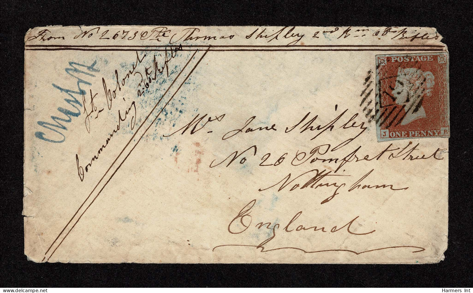 Lot # 485 Great Britain: 1841 1d Red-brown, Mostly Good To Large Margins, Tied By London "19" Cancel On 1851 (Aug.) Sold - Cape Of Good Hope (1853-1904)