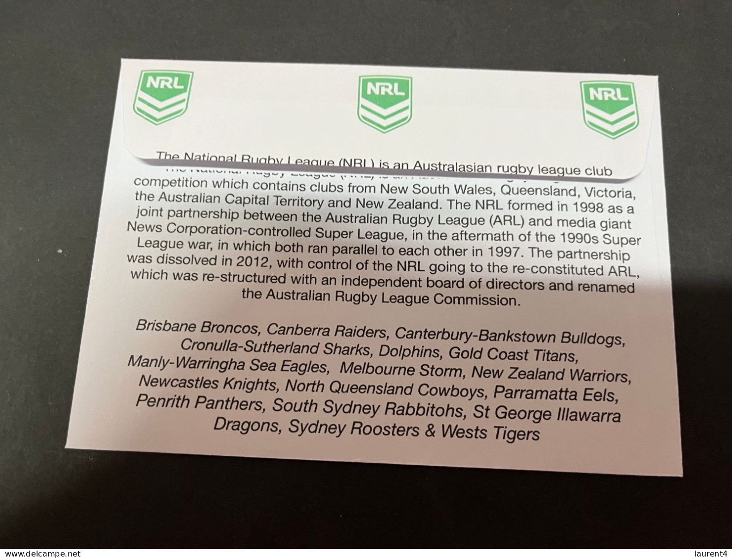 19-9-2023 (1 U 32) Australia - NRL 2024 Season To Begin In Las Vegas (with Manly Sea Eagles Team 3 Stamps) - Lettres & Documents