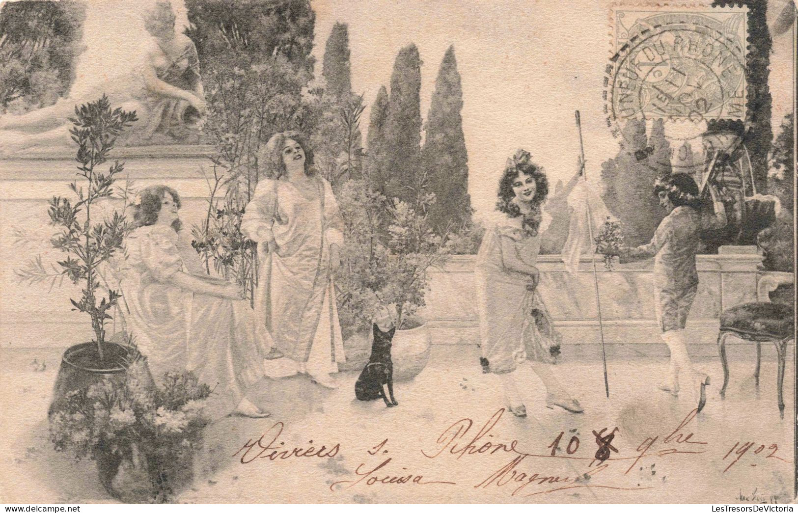 ILLUSTRATION NON SIGNE - Des Femmes Dans Un Jardin  - Carte Postale Ancienne - Before 1900