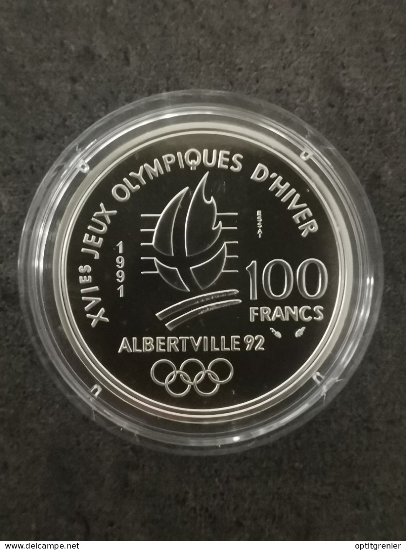 100 FRANCS ARGENT ESSAI 1991 HOCKEY SUR GLACE JO ALBERTVILLE 92 FRANCE 1850 EX. / SILVER - 100 Francs