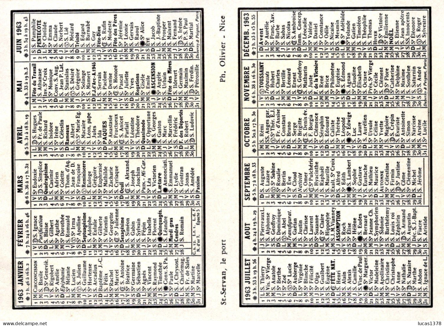 CALENDRIER PUBLICITAIRE / L ARGENTIERE LA BESSEE / PAPETERIE GURAUD  / CALENDRIER 1963 - Klein Formaat: 1961-70