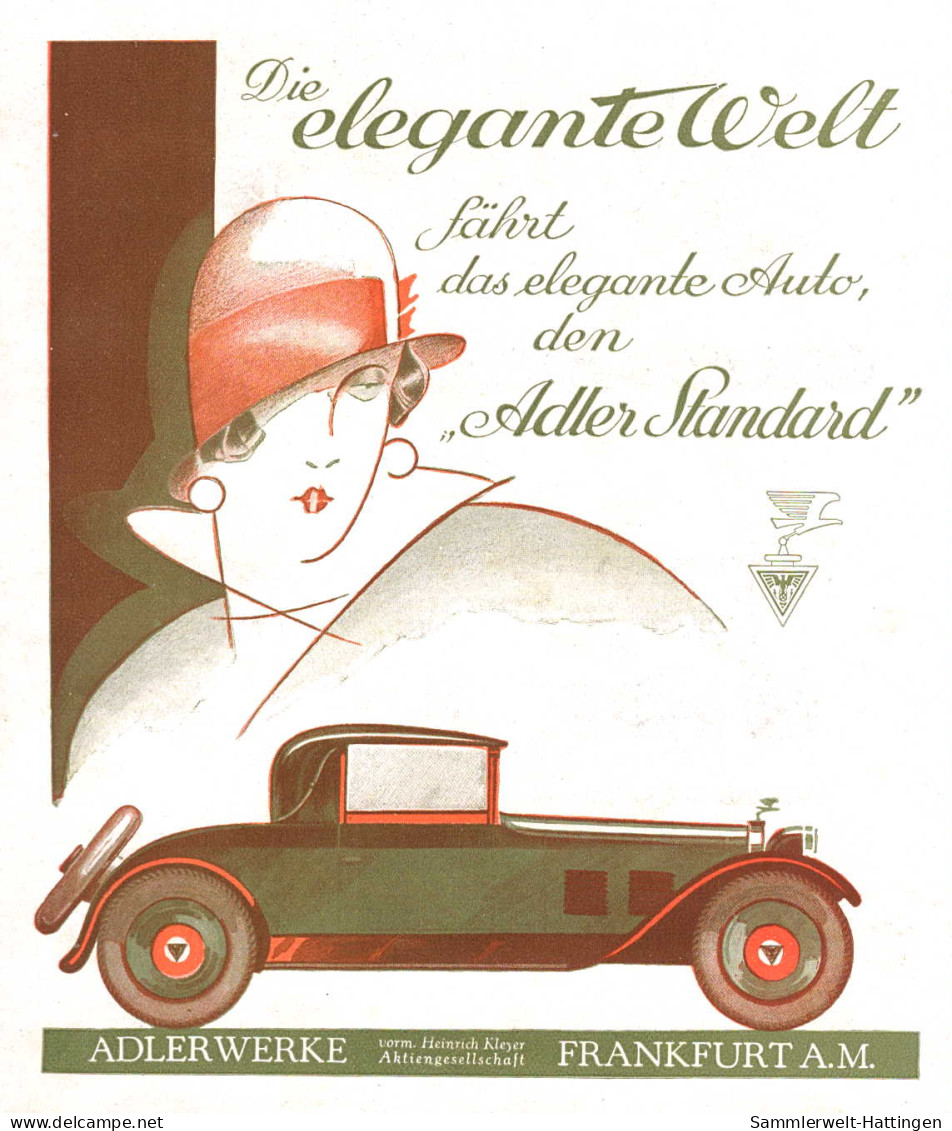 602256 | Auto, Werbung (17x14,5cm)  Aus Der Zeitschrift "Das Magazin" 6 / 1929, Rückseite Bedruckt, Adlerwerke  | Frankf - Other & Unclassified