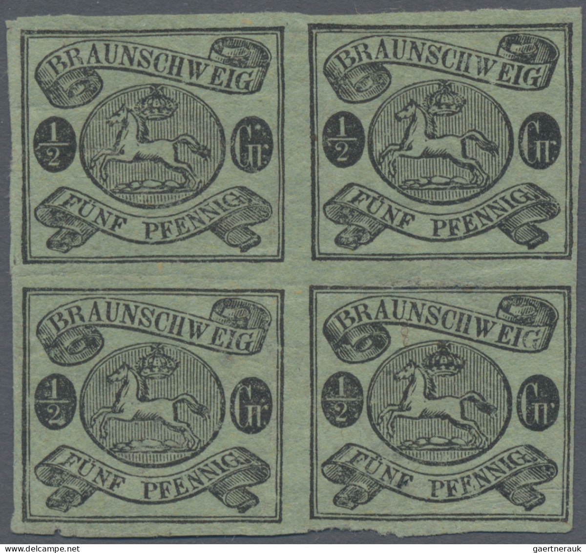 Braunschweig - Marken Und Briefe: 1863, ½ Gr Schwaz Auf Grün, Dünner Papier, Pos - Brunswick