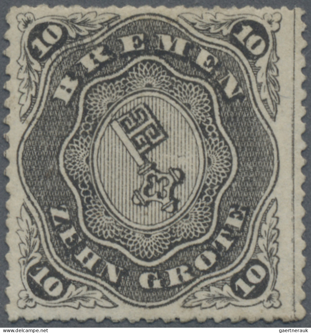 Bremen - Marken Und Briefe: 1863, 10 Grote Schwarz, Durchstich D III (oben Leich - Bremen