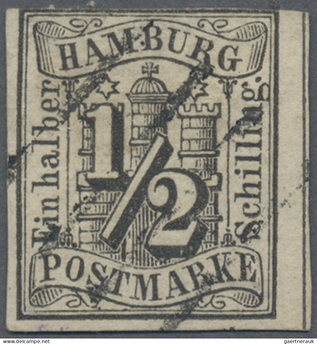 Hamburg - Marken Und Briefe: 1859, ½ S Wappen, Dreiseitig Voll- Bis Breitrandige - Hamburg