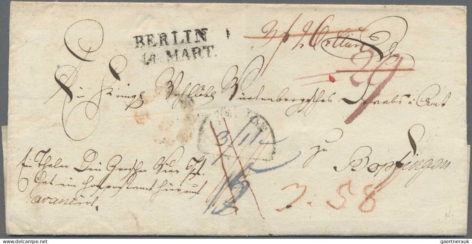 Preußen - Vorphilatelie: 1817, L2 "BERLIN" Auf Geld-Begleitbrief, Früher Beleg M - Préphilatélie