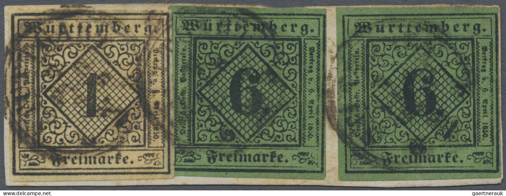 Württemberg - Marken Und Briefe: 1851, 1 Kr. Schwarz Auf Sämisch, Type III Sowie - Other & Unclassified