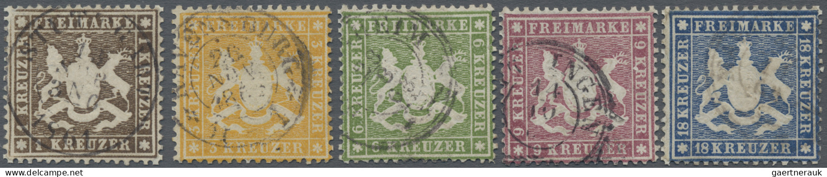 Württemberg - Marken Und Briefe: 1861, Wappen 1 - 18 Kr, Je Gestempelt, Optisch - Other & Unclassified