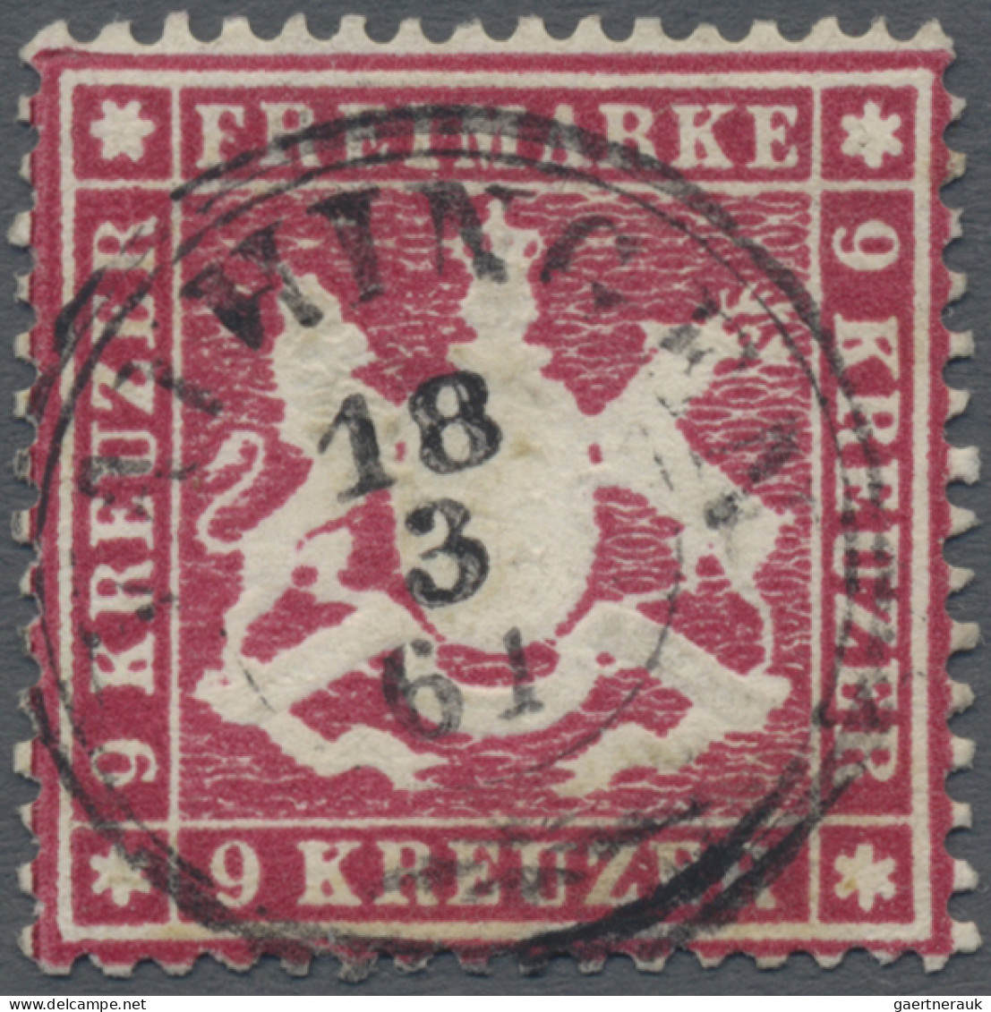 Württemberg - Marken Und Briefe: 1860, 9 Kr. Karmin, Dickes Papier, K 2 VAIHINGE - Other & Unclassified