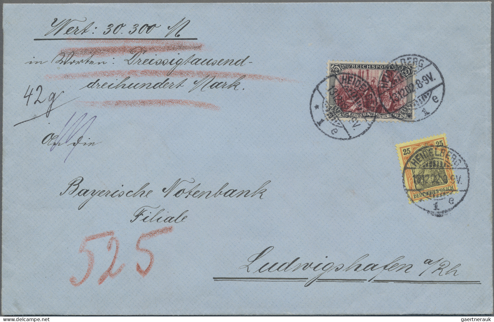 Deutsches Reich - Germania: 1900, 1 Mk. bis 5 Mk. Reichspost mit weiter LINIENZÄ