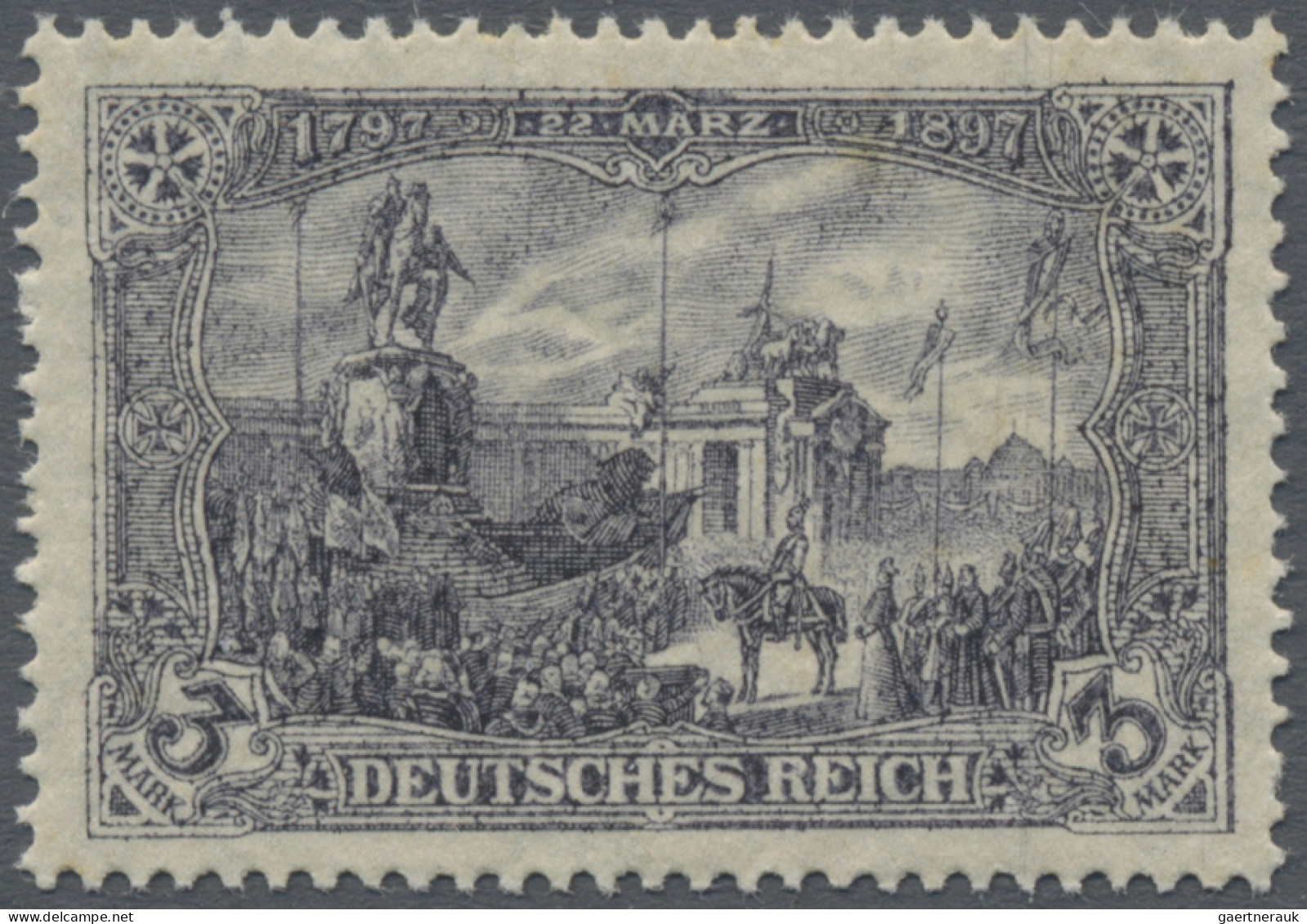 Deutsches Reich - Germania: 1918, Denkmalenthüllung 3 Mark Kriegsdruck Schwarzvi - Unused Stamps