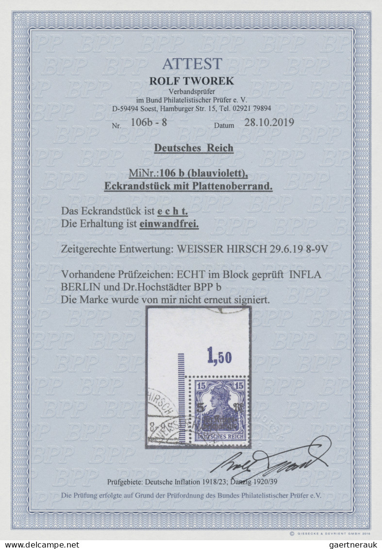 Deutsches Reich - Inflation: 1919, Kriegsbeschädigtenhilfe 15+5 Pf In Der Guten - Gebraucht