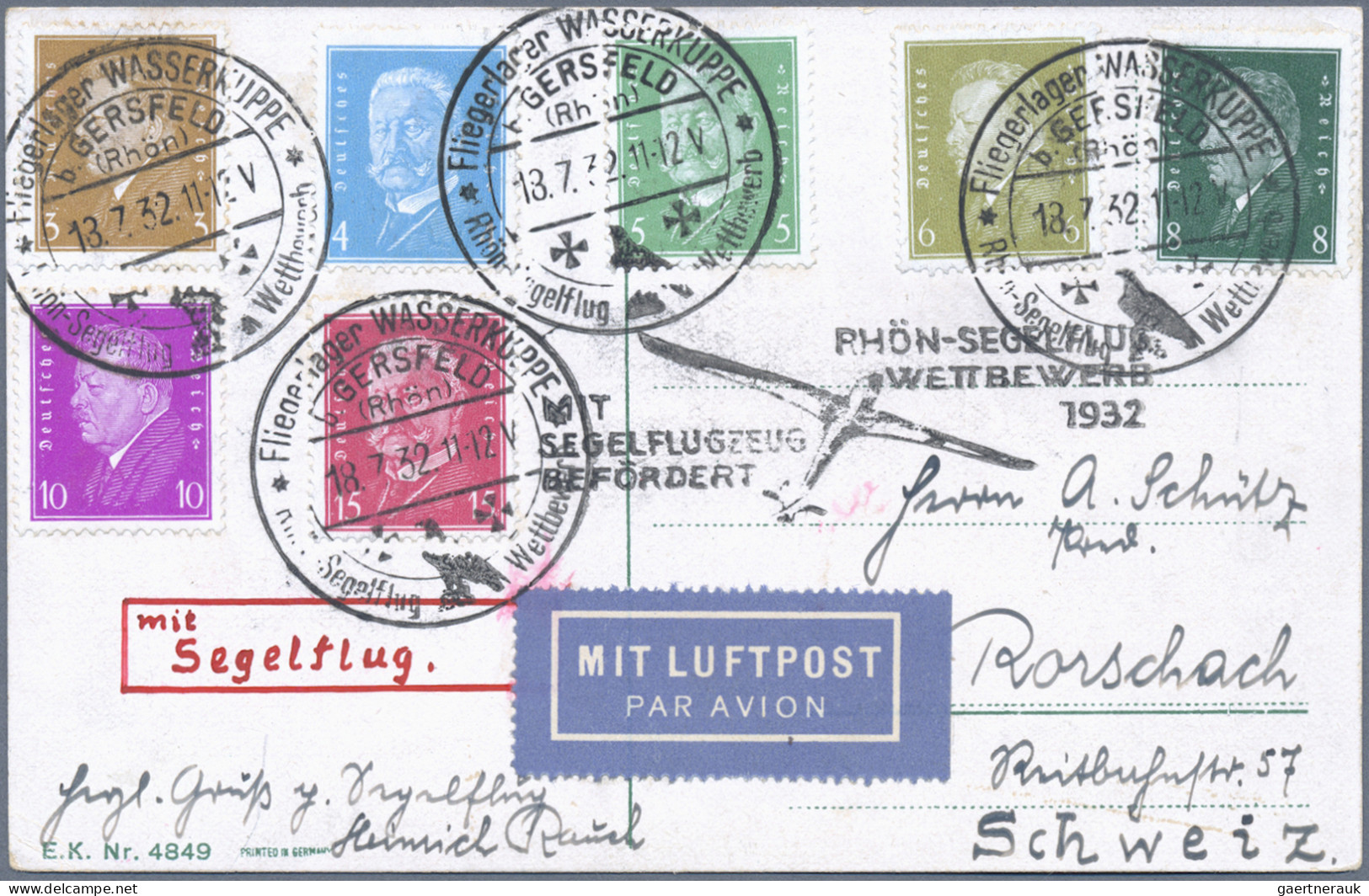 Deutsches Reich - Weimar: 1932, Dekorative 7-Farben-Frankatur Reichspräsidenten - Covers & Documents