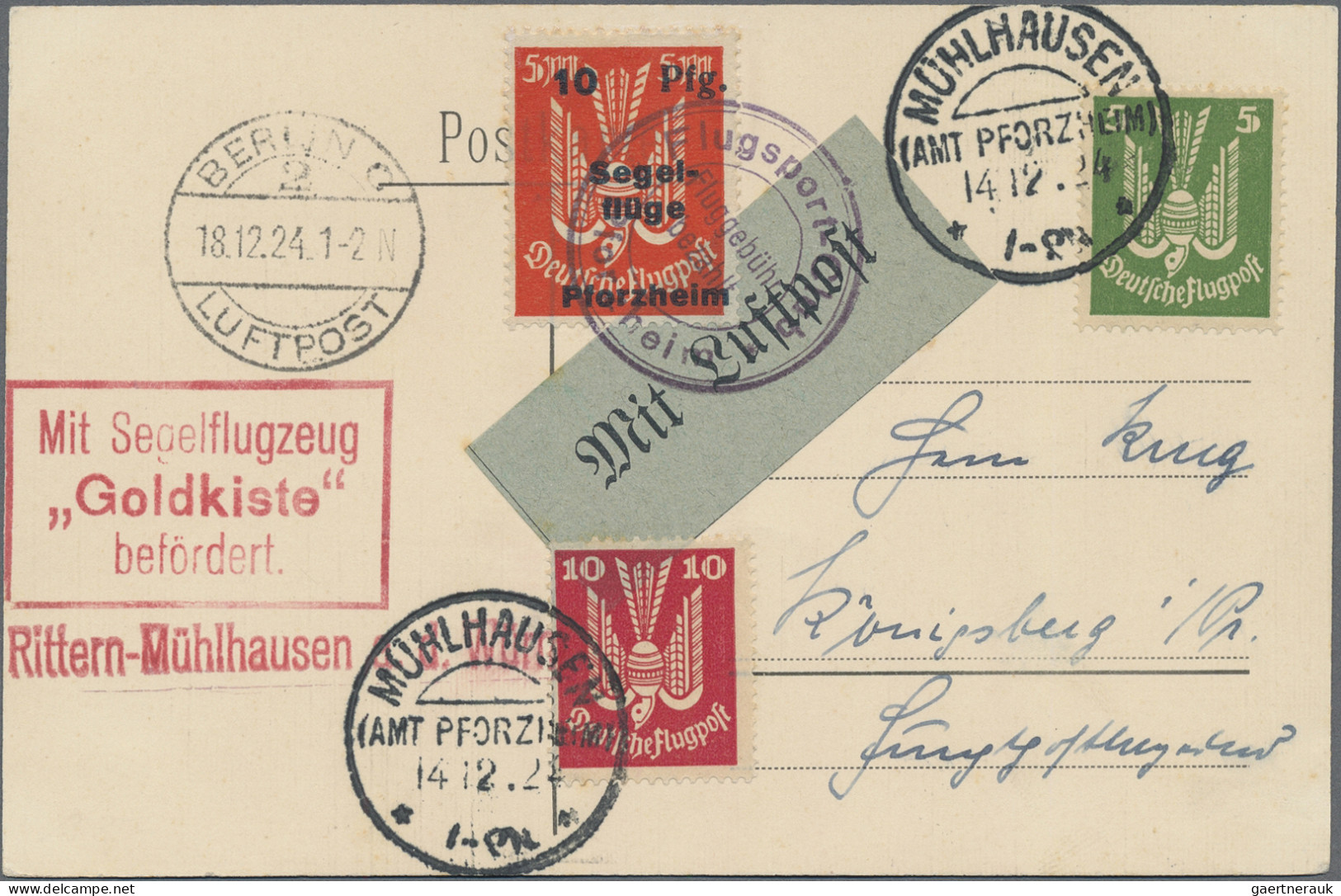 Deutsches Reich - Halbamtliche Flugmarken: 1924/1925, Drei Segelflugkarten: Flug - Airmail & Zeppelin