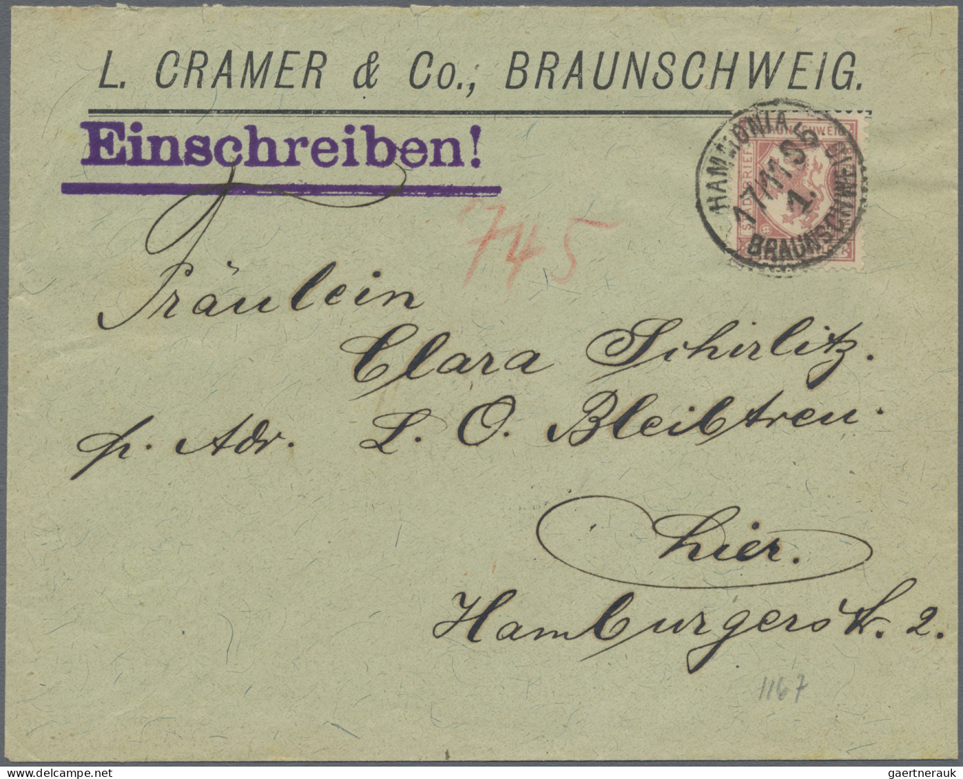 Deutsches Reich - Privatpost (Stadtpost): 1895, BRAUNSCHWEIG/Hammonia, 10 Pf. Ro - Private & Local Mails