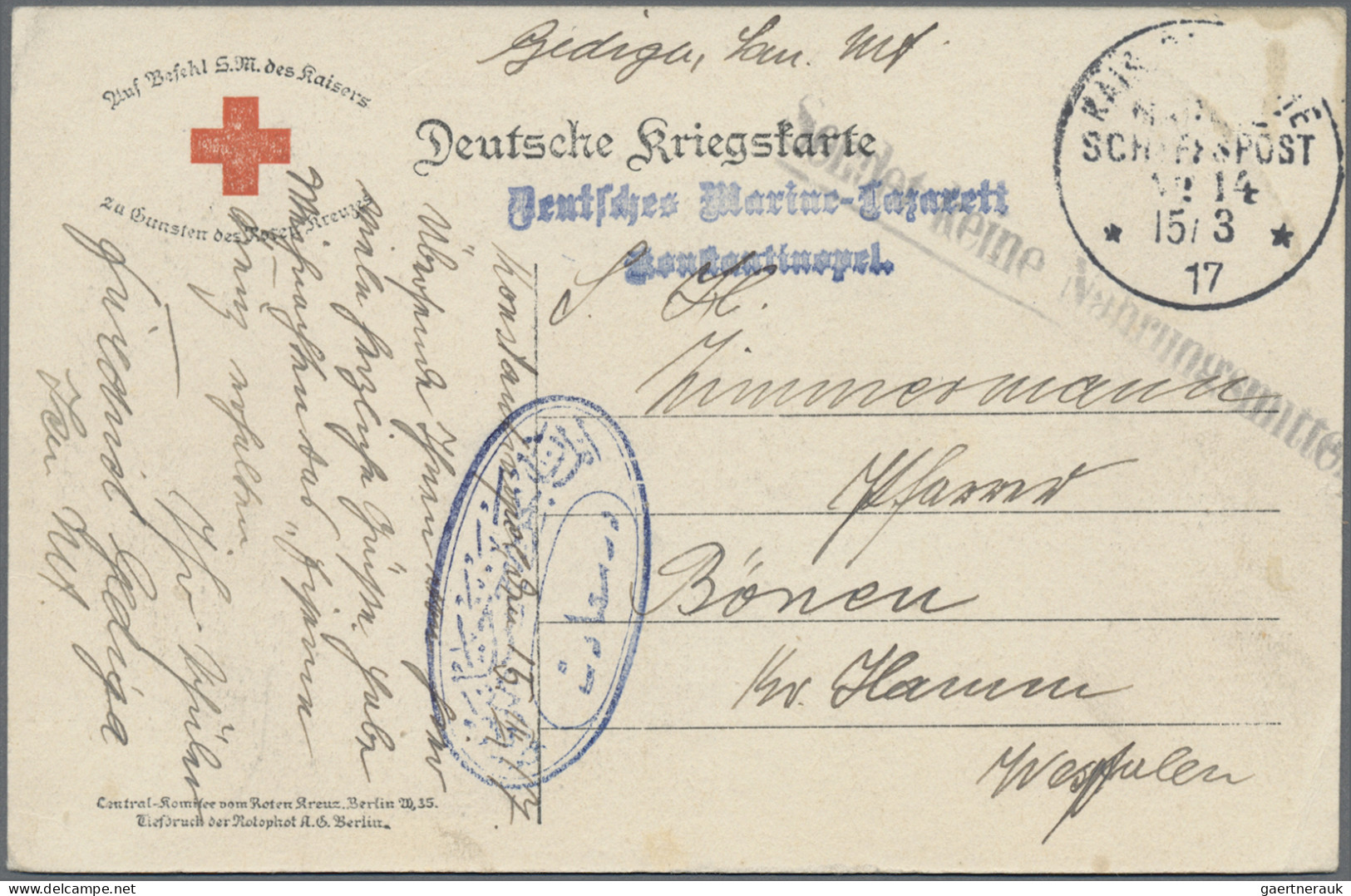 Militärmission: 1917 (15.3.), MSP No. 14 Auf FK-AK Eines Sanitätsmaats Aus Konst - Turkey (offices)