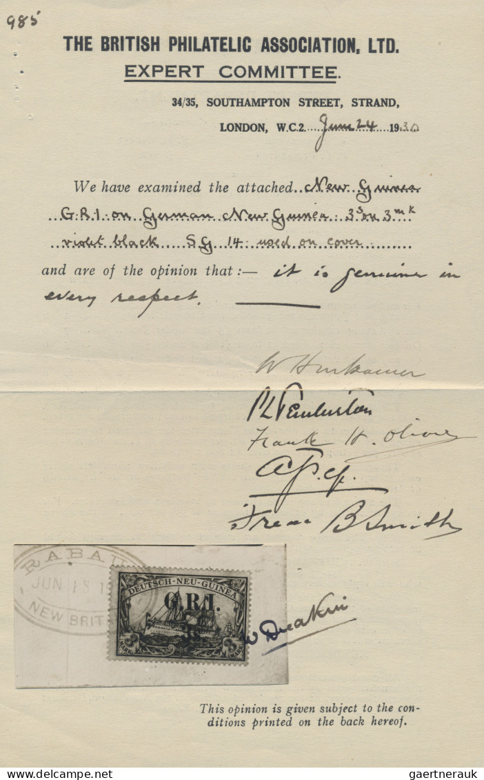 Deutsch-Neuguinea - Britische Besetzung: 1914: 3 S. Auf 3 M. Violettschwarz, Auf - Nouvelle-Guinée