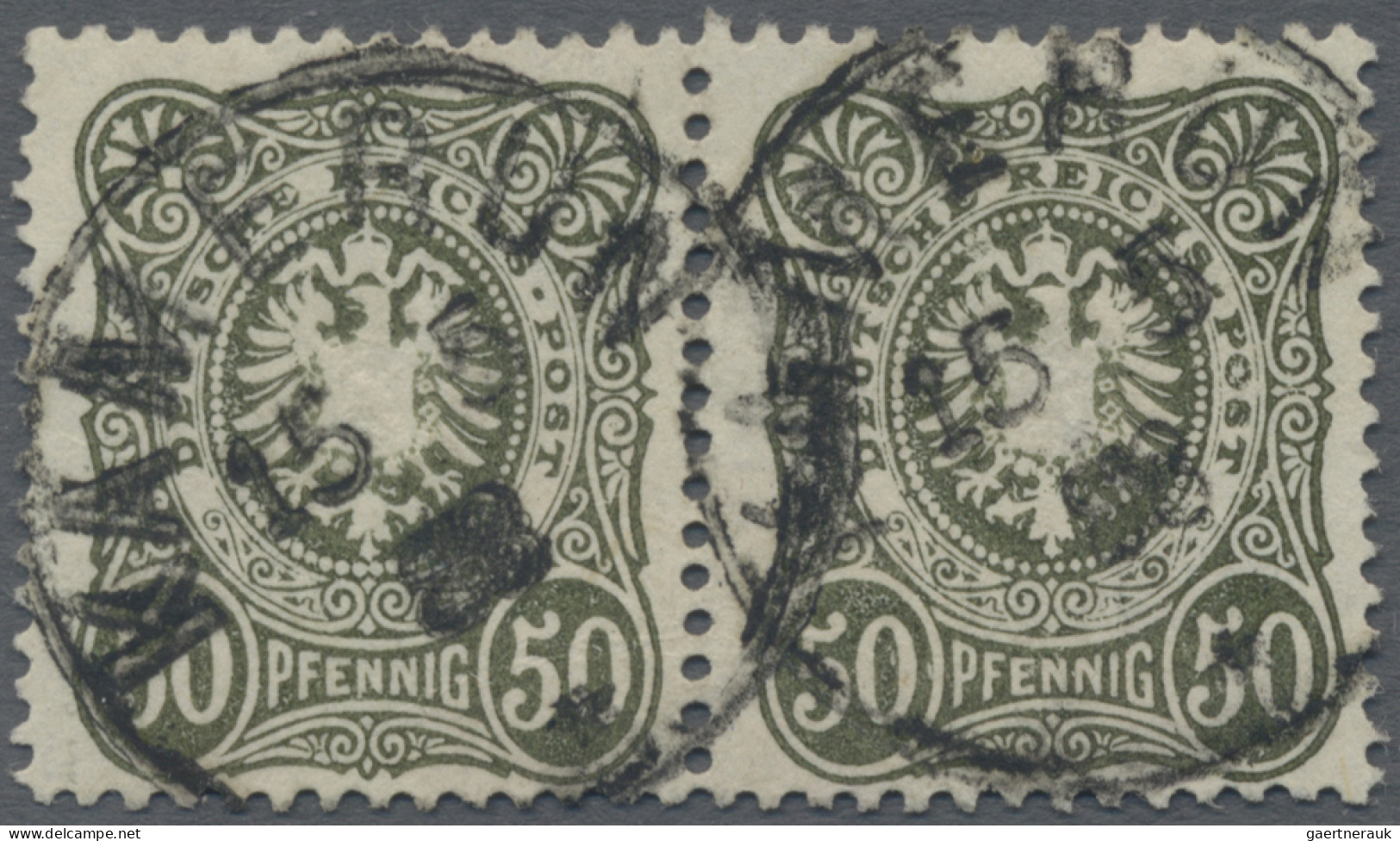 Deutsche Kolonien - Kamerun-Vorläufer: 1888 Pfennig-Ausgabe, 50 Pfg. Oliv, Waage - Cameroun