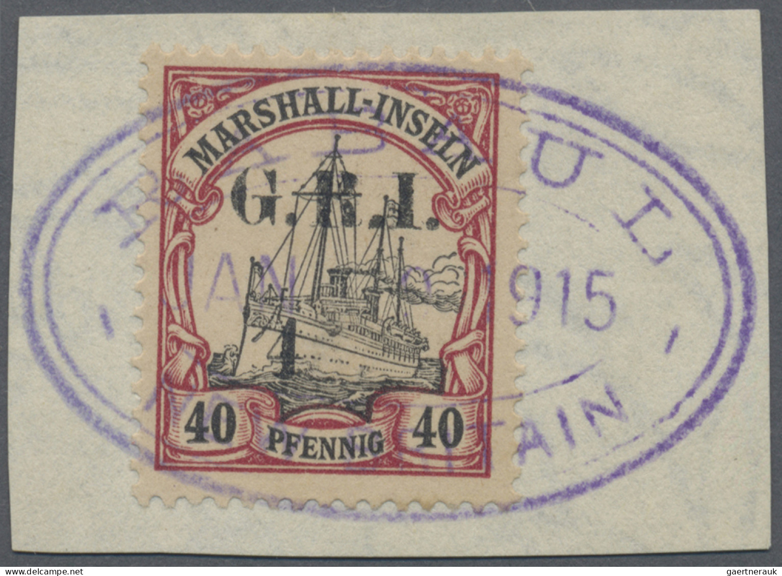 Deutsche Kolonien - Marshall-Inseln - Britische Besetzung: 1914: 5 D. Auf 40 Pf. - Marshall Islands