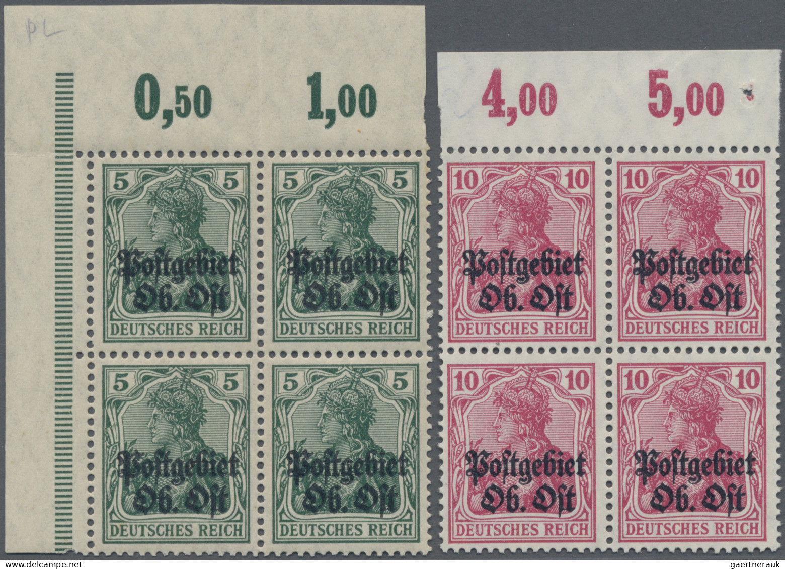 Deutsche Besetzung I. WK: Postgebiet Ober. Ost: 1916, Germania Mit Aufdruck "Pos - Occupation 1914-18