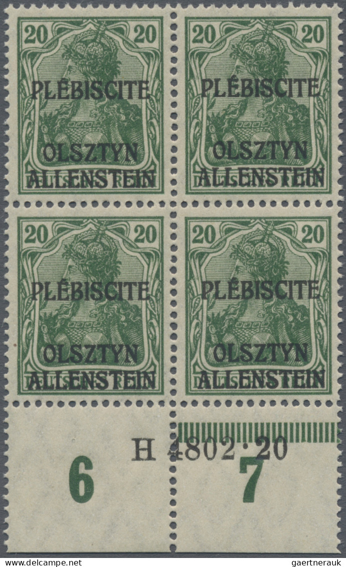 Deutsche Abstimmungsgebiete: Allenstein: 1920, Germania 20 Pfg. Dunkelgrün, Nich - Other & Unclassified