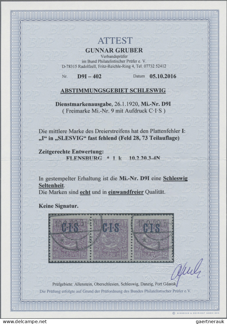 Deutsche Abstimmungsgebiete: Schleswig - Dienstmarken: 1920, 40 Pf Violett Mit D - Other & Unclassified