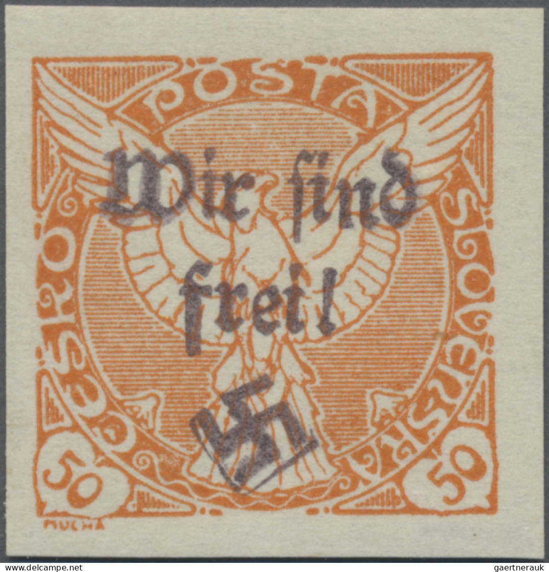 Sudetenland - Reichenberg: 1938, Zeitungsmarke 50 H Falke Orange, Postfrische Or - Sudetes