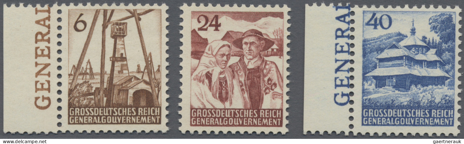 Dt. Besetzung II WK - Generalgouvernement: 1944, Freimarken "Land Und Leute", Dr - Occupation 1938-45