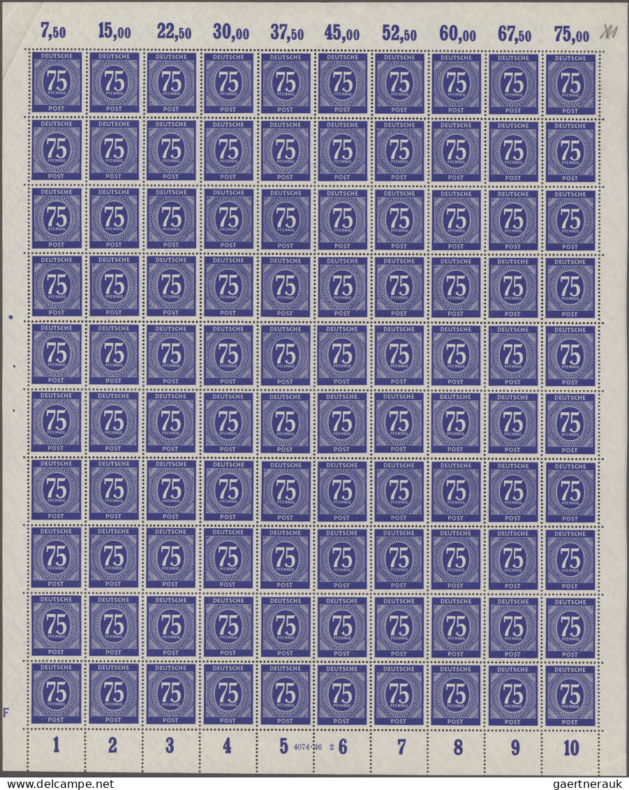 Alliierte Besetzung - Gemeinschaftsausgaben: 1946, 75 Pf Blau Im Kompletten Post - Other & Unclassified