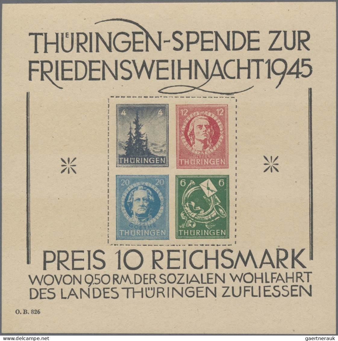 Sowjetische Zone - Thüringen: 1945, Großer Weihnachts-Block Auf Gelblichgrauem P - Other & Unclassified